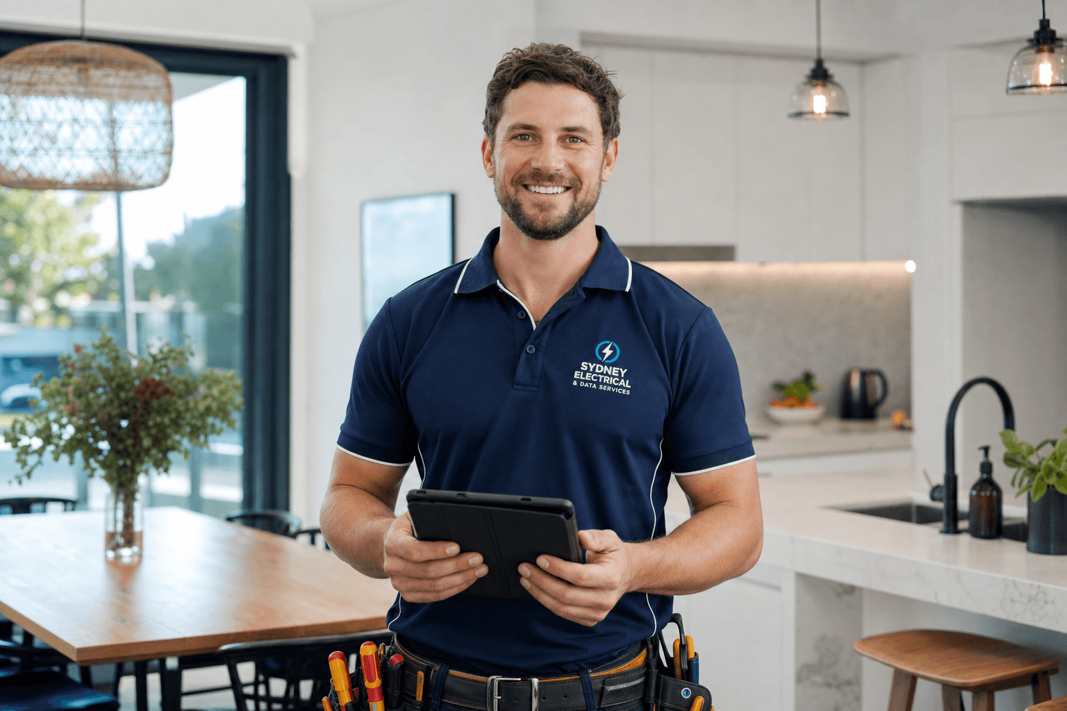 Friendly licensed KeyTrade electrician ready to help in a Sydney home
