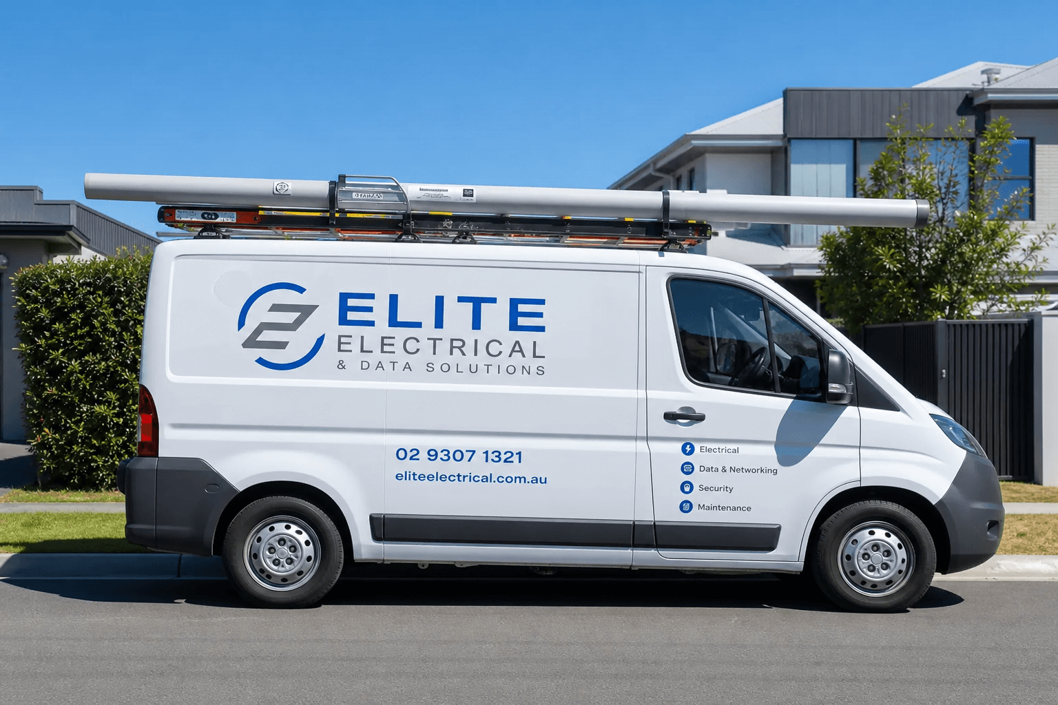 KeyTrade Electrical service van outside a Sydney home