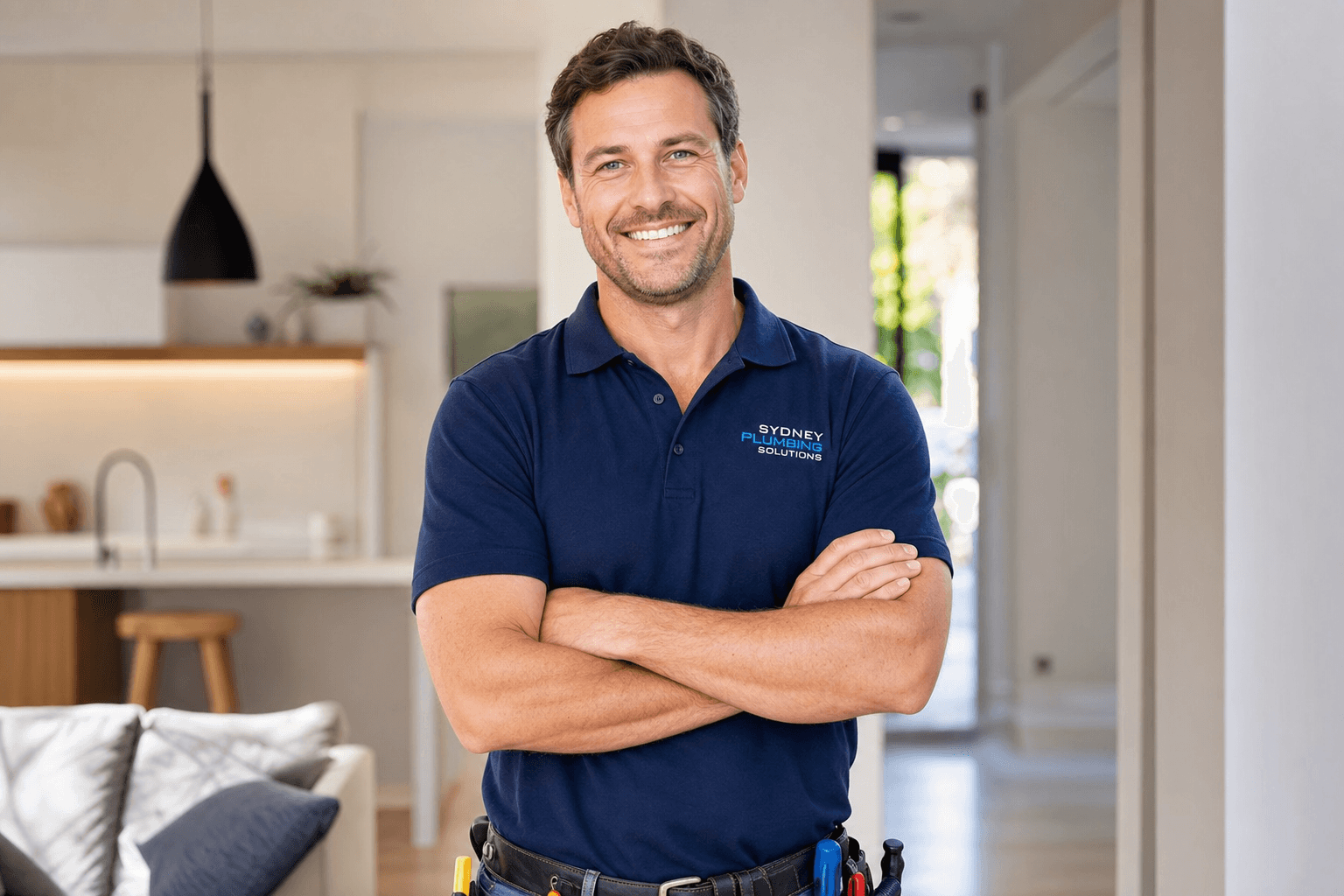 Friendly licensed KeyTrade plumber ready to help in a Sydney home