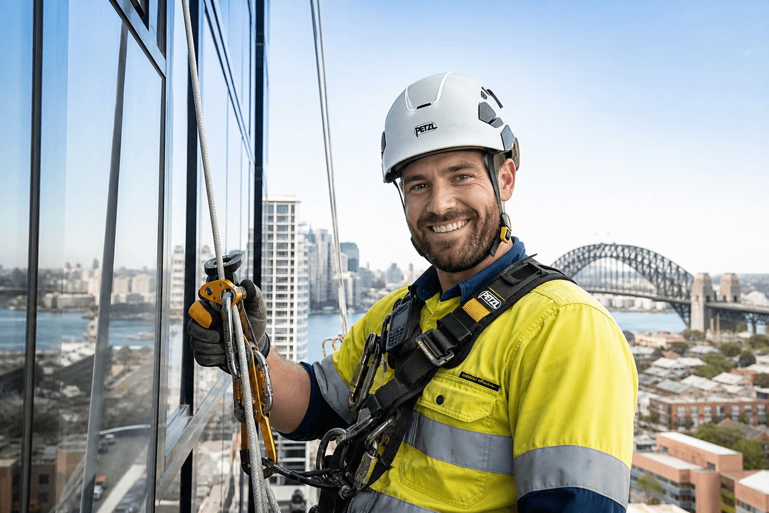 Professional IRATA-certified KeyTrade rope access technician in Sydney